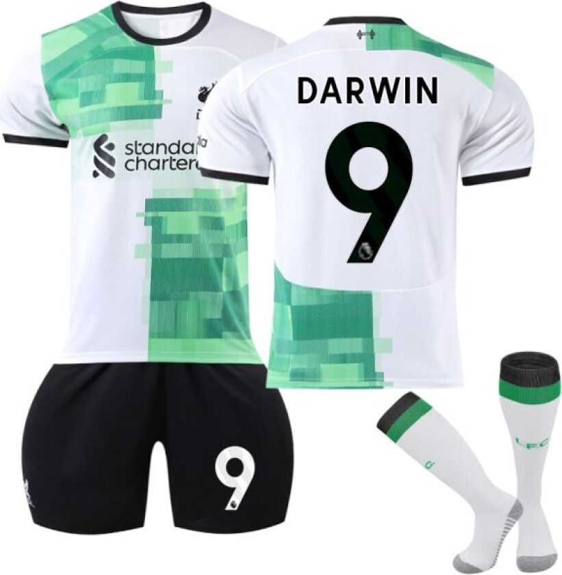 2023-2024 Liverpool Borte Fotballdrakt for barn, kit nr 9 Darwin Núñez 28