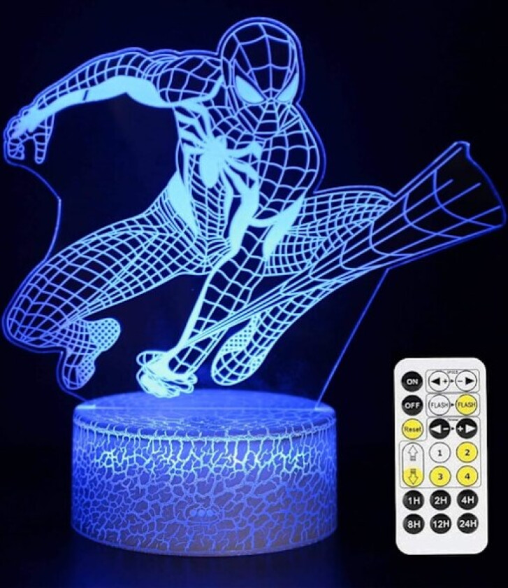 Superhelt 3D nattlampe, Spiderman leker for gutter, morsomme menn