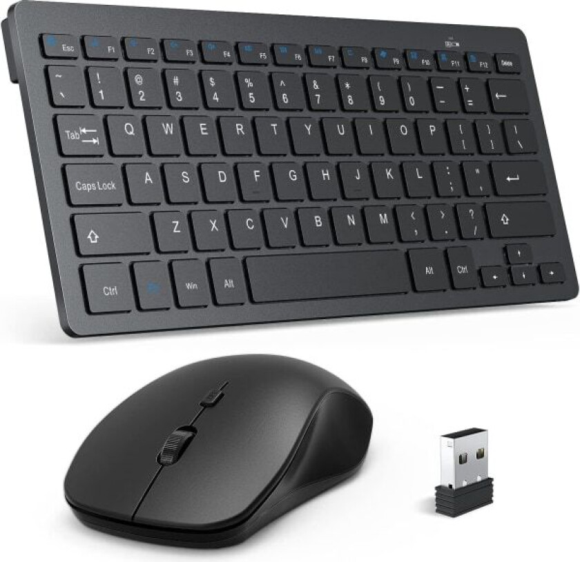 Mini trådløst tastatur og mus kombinasjon for Windows, 2,4 Ghz