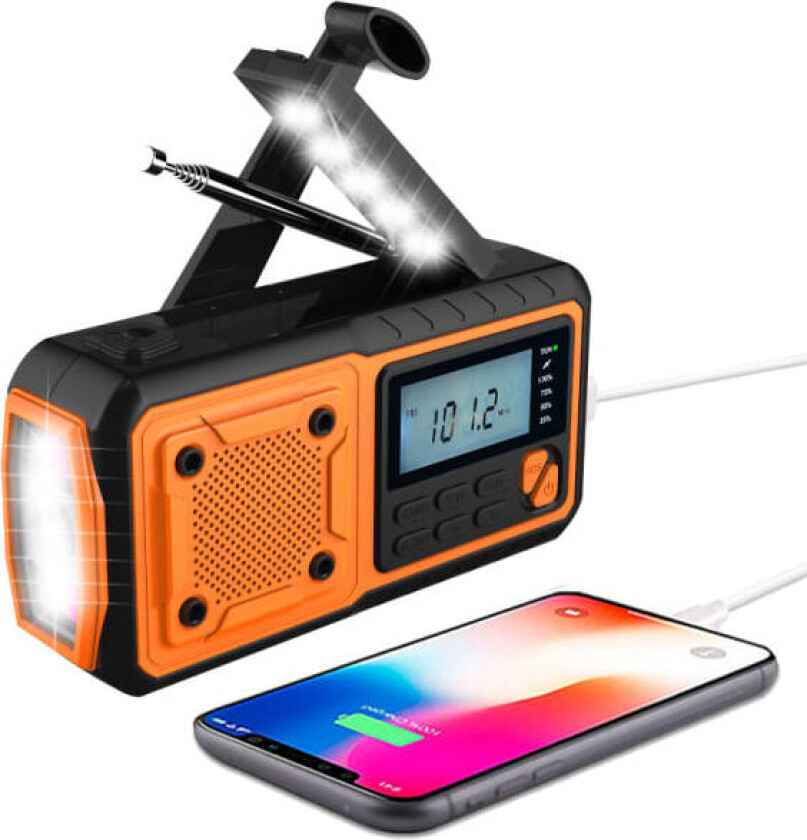 Nyeste Nødradio, 4000mAh Powerbank Solcelledrevet Sveivradio, AM/FM/WB/NOAA og Varslingsbærbar Værradio