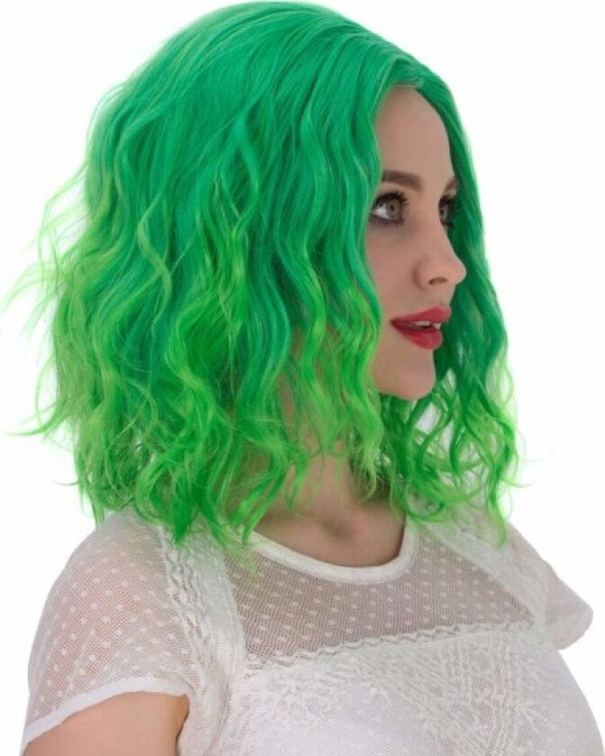 Kort krøllet grønn parykk, 35cm Fashion Green Bob Parykk med lugg Perfekt for daglig kjole karneval fest maskerade, varmebestandig anime cosplay parykk