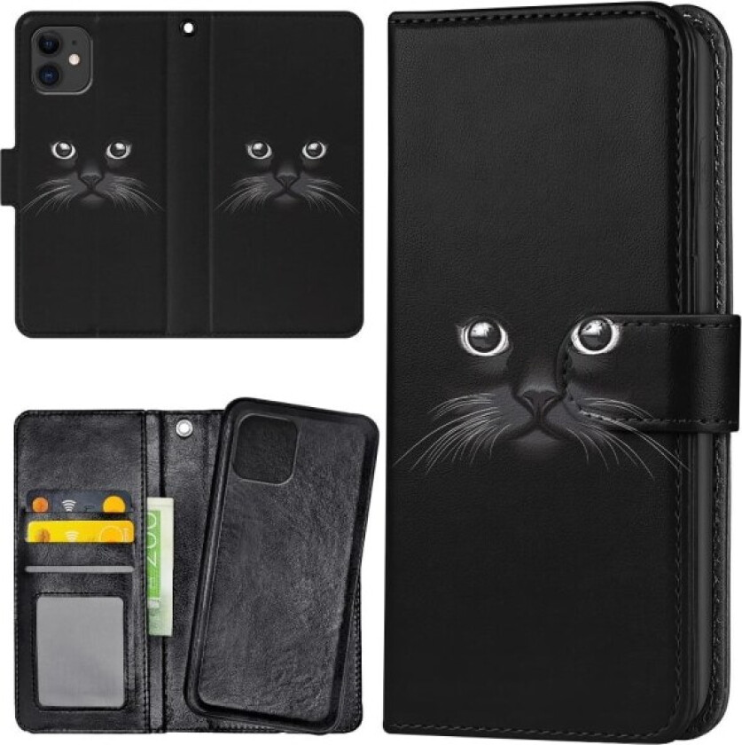 iPhone 11 - Lommebok Deksel Svart Katt
