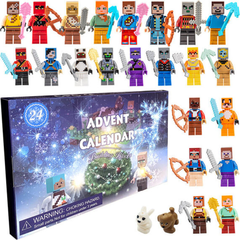 Mub - Julekalender 2024 Minecraft Byggklosser Leke Jul 24 dager nedtelling Julekalender Overraskelsesgave A