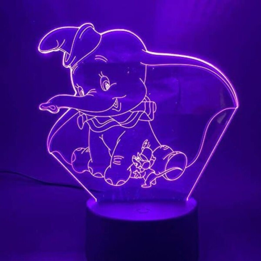 3D nattlampe 3D Led nattlampe Dumbo søt baby natt