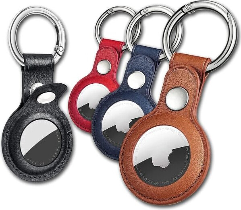 AirTag-nøkkelring for Apple Airtags-holder, 4-pak beskyttende Lea