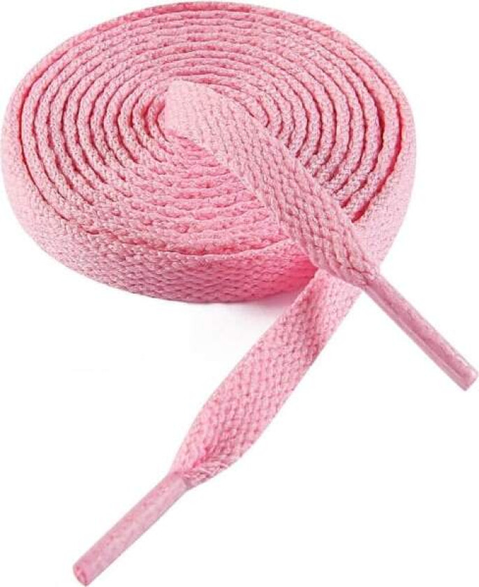 Flatsko lisser for joggesko, enslags 8mm polyester flat farge skolisser, lys rosa, med en lengde på 63 tommer / 160 cm.