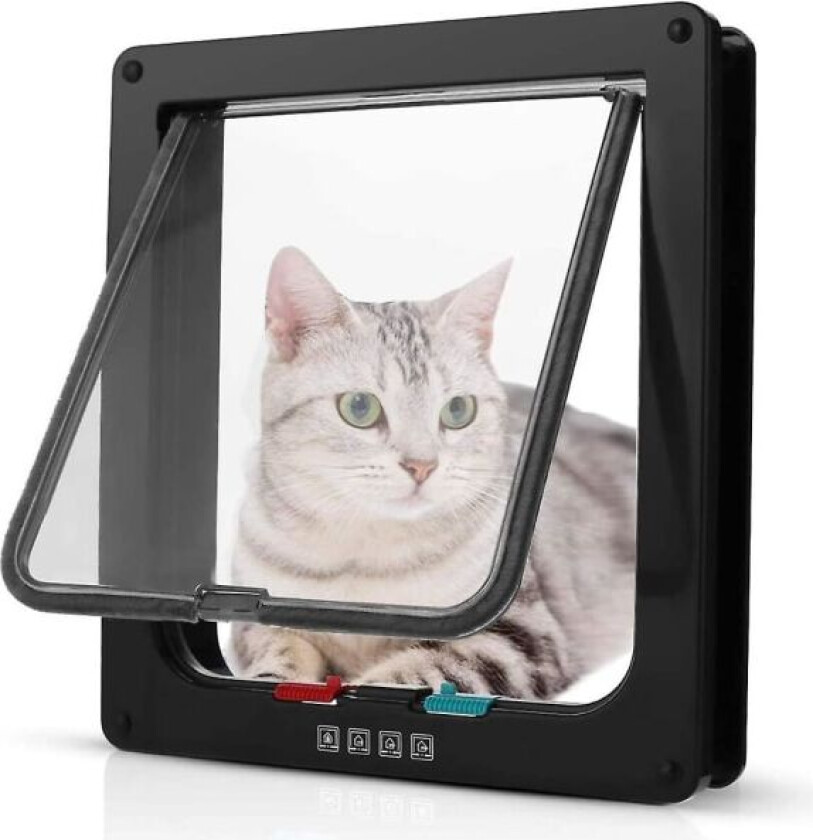 Medium Katteluke Hundeluker Medium Katteluke For Kjæledyr Smart Katteluke Kattedør Hundedørluke (Svart)