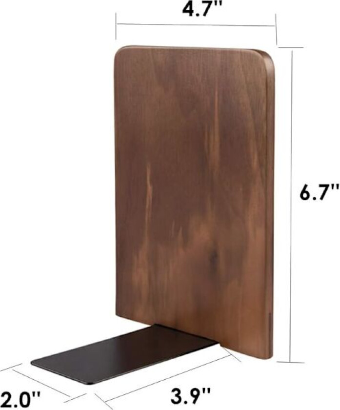 Bokstøtter i tre, sklisikre bokstøtter for hyller, tunge bokstøtter, bokstativ for bøker/CD-er, 1 par