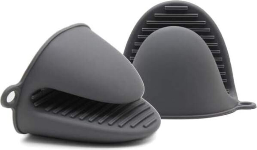 CDQ Et par tykke silikonvarmebestandige grytekluter for matlaging, baking, grill og grilling (grå)