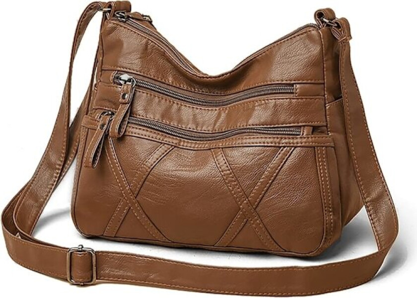 Dameveske med flere lommer, avslappet, crossbody, skulderveske, messengerbag for hverdagsbruk, vanntett (medium)