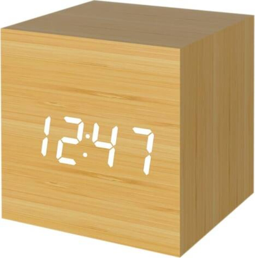 Digital vekkerklokke, tre LED-lys mini moderne kube skrivebordsalarm