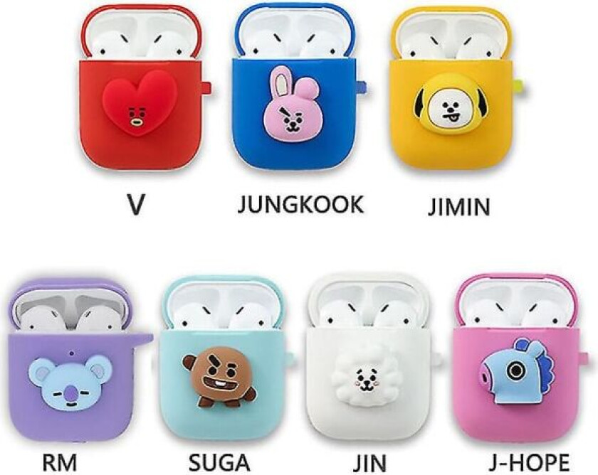 Wi66 Bts Bt21 Bangtan Boys Kpop Karakter Bt21 Airpods 1/2 Etui Silikon Deksel Skin Offisiell K-pop Autentisk Med Nøkkelring Jimin -cdsx JIN