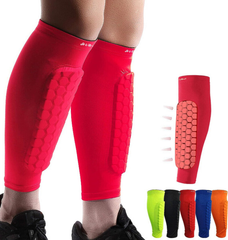 Fotball Skinnbeskyttere for Barn Ungdom Voksen, Leg Kompresjon Erme med Honeycomb Pads, Støtte for Skinnleggsmerter(1PAR)