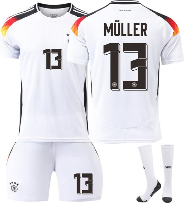 Tyskland Hjem European Cup 2024 Drakt Fotballdrakt Barn Menn Kit Nr.13 Müller With socks 20