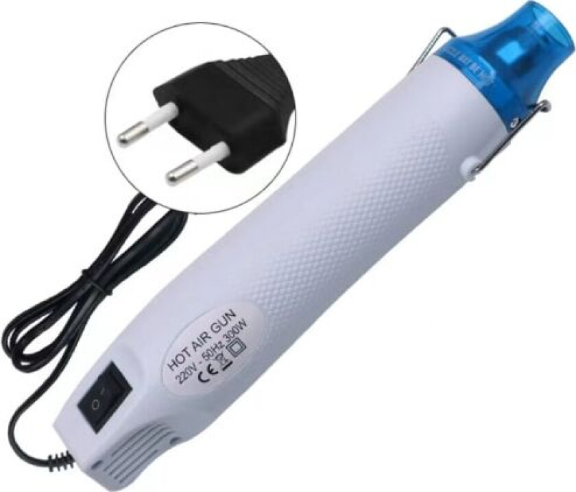 Bilde av Mini Elektrisk Varmepistol 300W Bærbar Varmepistol Temperatur DIY Varmepistol for Tørking av Maling, Gummistempel, Oppvarming av Leire (Hvit)