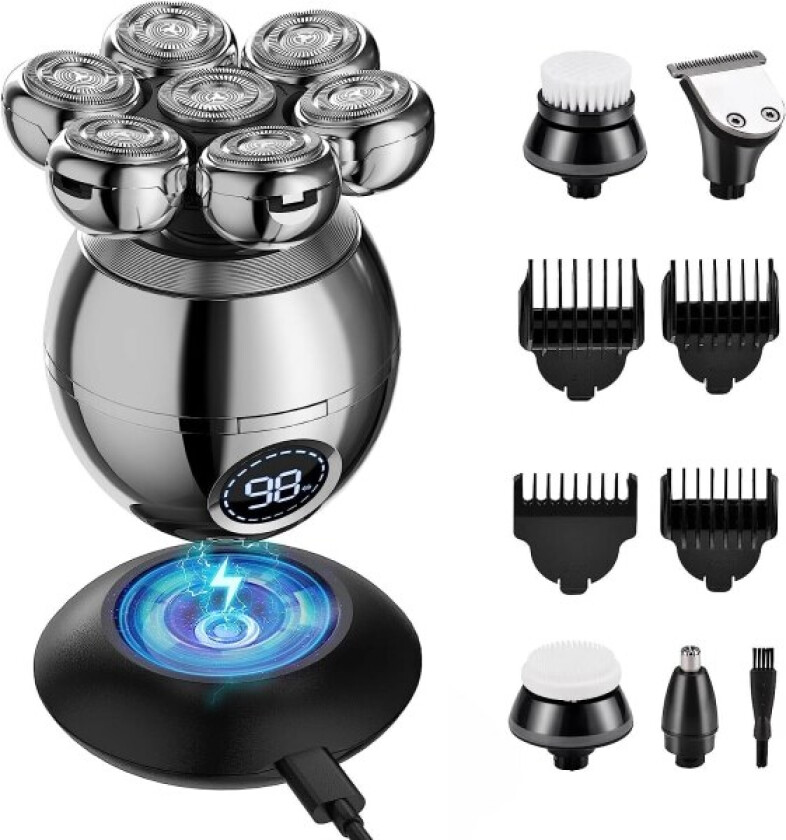 7D barbermaskiner for menn, Beedove 6 i 1 våt og tørr elektrisk barbermaskin for ansikt og hode