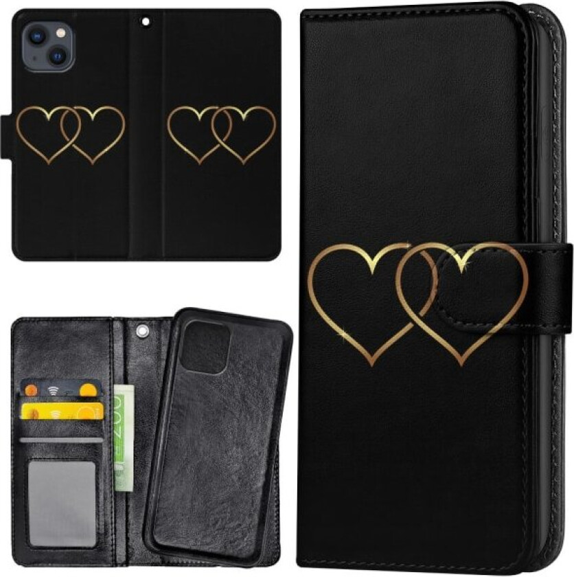 iPhone 13 - Lommebok Deksel Double Hearts Multicolor