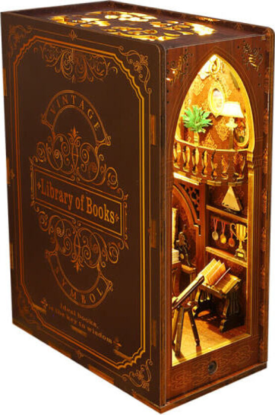 1. DIY Bokhylle-Nokk Kit, DIY Miniatyr Dukkehus 3D Trepussel Bokstøtte for Bokhylle Dekorasjon, Lite Modellhus for Voksne å Bygge