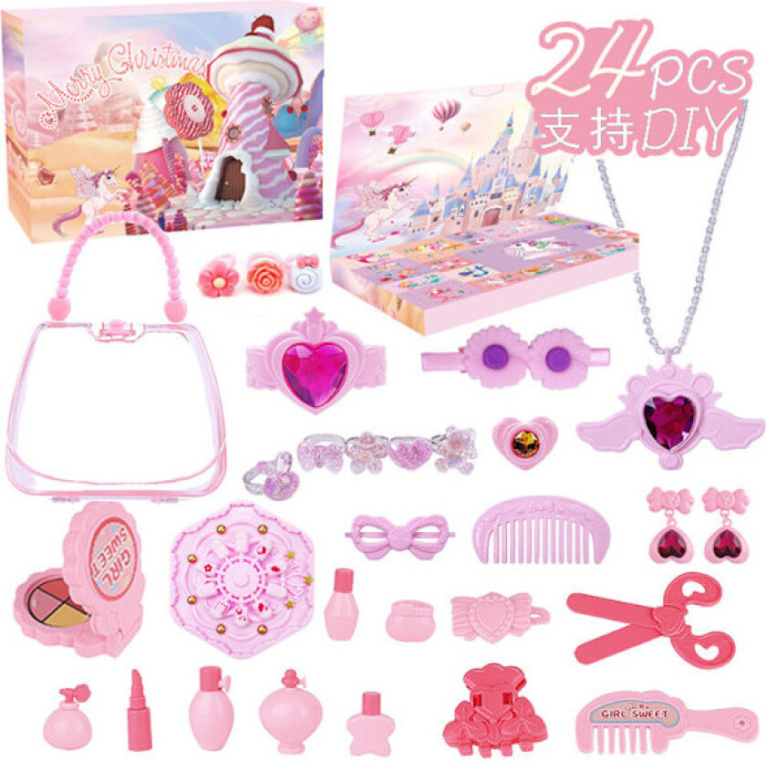 Julekalender med nedtelling for 2023 - Blindboks med enhjørning, is og snøpynt - Julegave til jenter GL-69