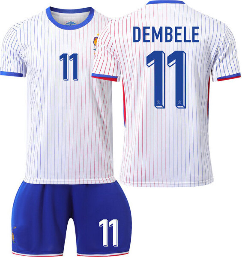 Frankrike 2024 drakt fotballdrakt EM-cuputgave hjem barn voksen sett nr. 11 DEMBELE sockless 26