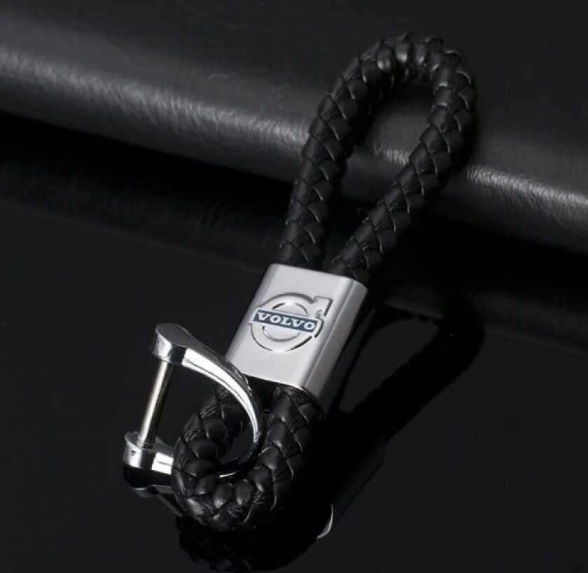 Volvo nøkkelring i flettet skinn (svart, én størrelse) - høy kvalitet