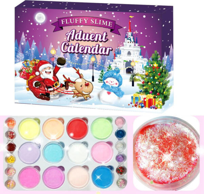 Julekalender DIY Fluffy Slime Kit Nedtelling Kalender