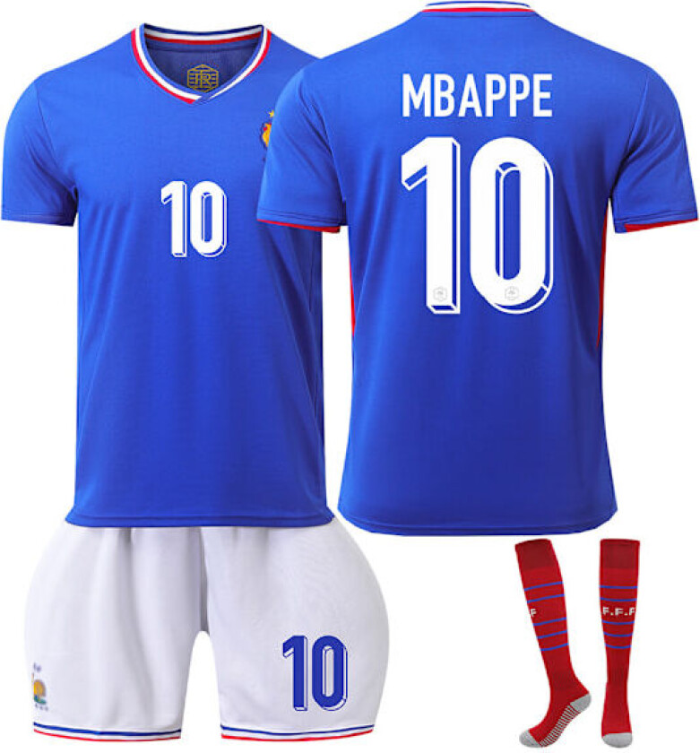 2024 UEFA EM 2024 Frankrike Hjemme Borte Fotballdrakt Sett Nr.10 Mbappé hjem home 26