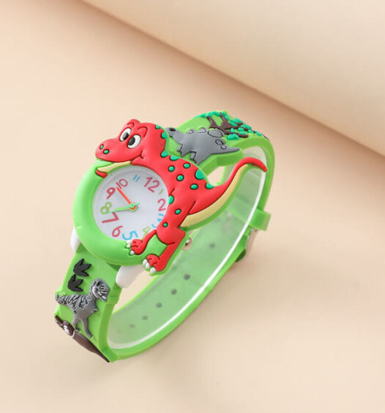 1. klokke (rød dinosaur), vanntett armbåndsur for barn
