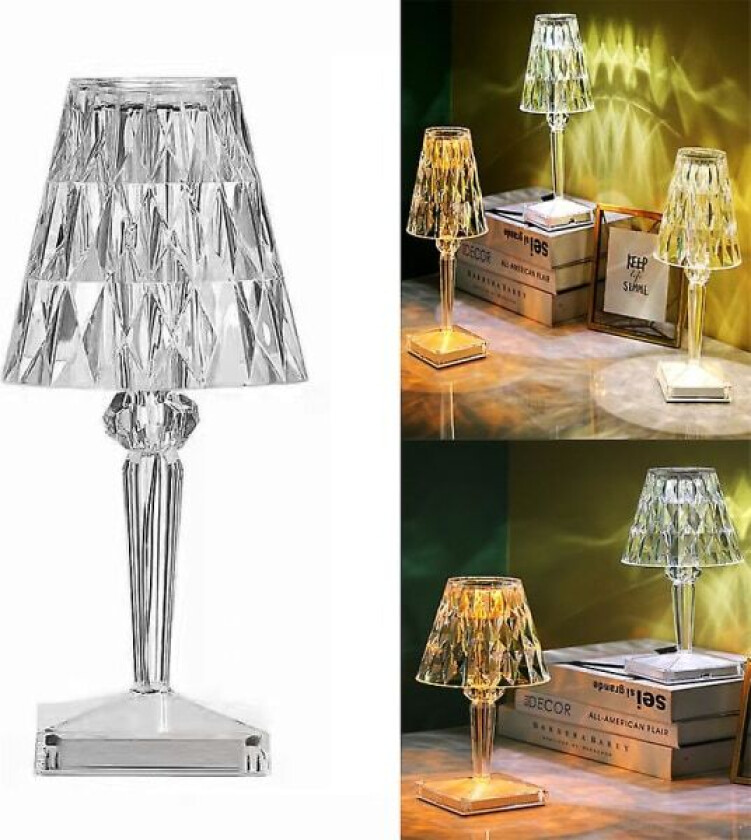 Krystallbordlampe Ladbar Berøringslampe Soverom Nattlampe Atmosph