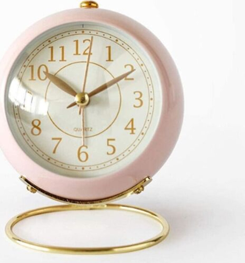 Klokke, Liten Stille Bordklokke Klassisk Retro Vekkerklokke Wit