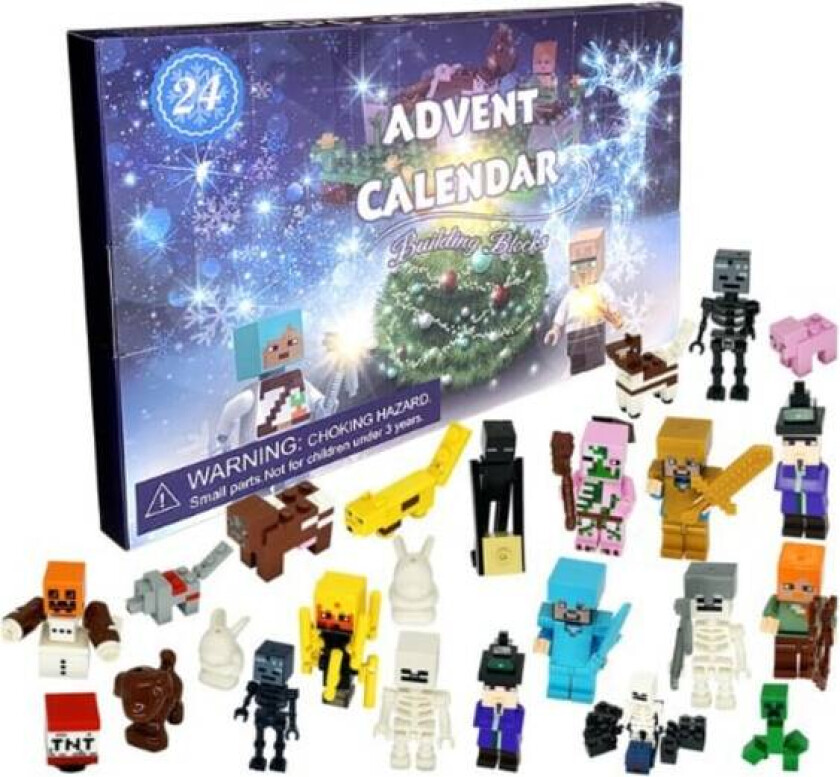 24-delt Adventskalender Minecraft Byggeklosser Lekejulegave Halloween Lekegave Minifigursett Puslespillgave - WELLNGS 24PCS