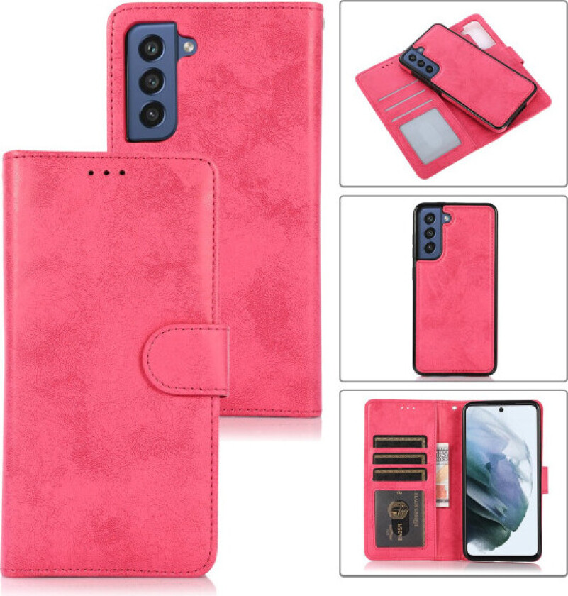 Samsung Galaxy S21 FE - Praktisk lommebokdeksel (LEMAN) Rosa