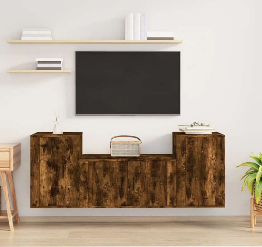 TV-skapsett 3 deler røkt eik konstruert tre