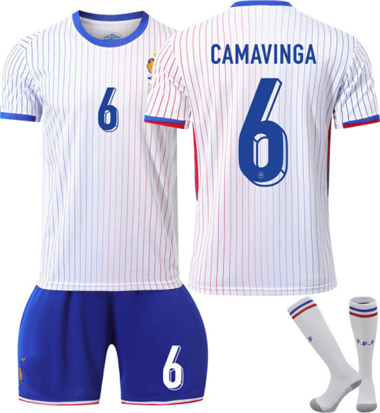 Frankrike 2024 drakt fotballdrakt UEFA Euro utgave hjem barn voksen sett nr. 6 CAMAVINGA With socks M