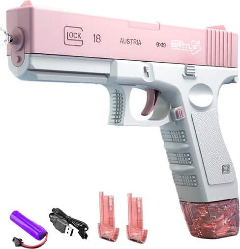 Elektrisk vanntøy, automatisk vannpistol leker for barn, sommer, gutt, jente, vannkrig leker, barnegaven, rosa klippversjon Pink clip version