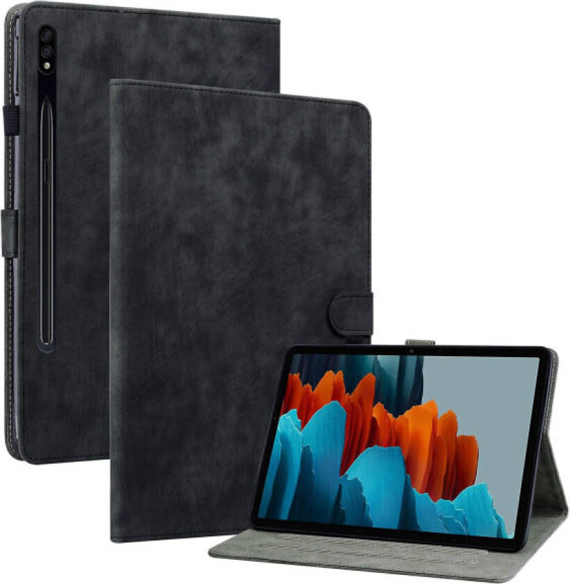 For Samsung Galaxy Tab S7 Plus / S8+ Robust deksel Søt tigermønster trykt Tpu+pu-deksel med stativ/kortlomme Svart ingen