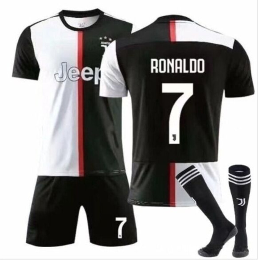 Bilde av Juventus Hjemmedrakt Nr. 7 Ronaldo Jerseysett for Barn, Ungdom og Menn kids 24(130-140cm)