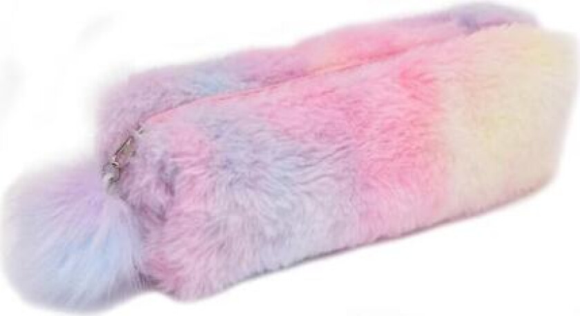 Plysj regnbue pennal for jenter Fluffy pennal søt regnbue pennalholder myk pennal Fluffy pennal sminkepung fargede oppbevaringsposer