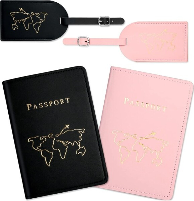 Bagasjelapp og passomslag, 2xPU lær koffertetikett