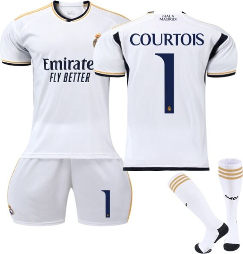 2023-2024 Real Madrid Hjemme Fotballdrakt for barn nr 1 COURTOIS nr 1 COURTOIS 6-7 Years