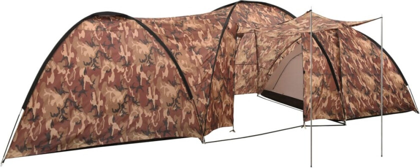 Campingtelt igloformet 650x240x190 cm for 8 personer kamuflasje