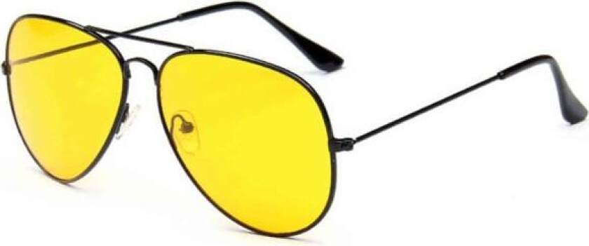 Solbriller pilot svart gul glass + senil streng svart