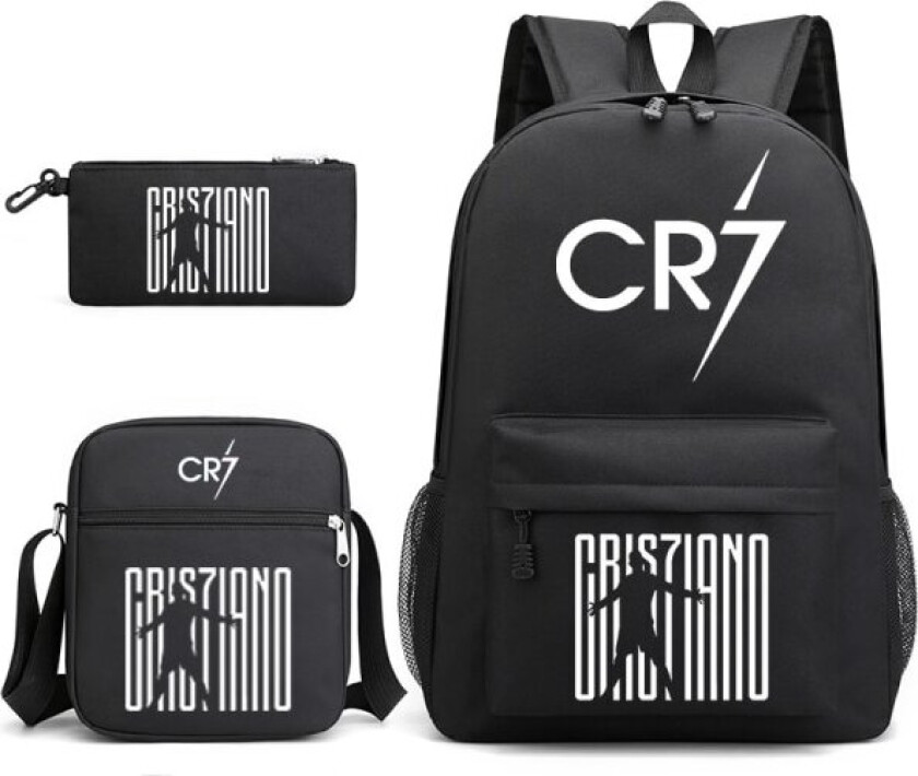 Trendy Cr7 3-delt Ryggsekk Mochila Student Kapasitet