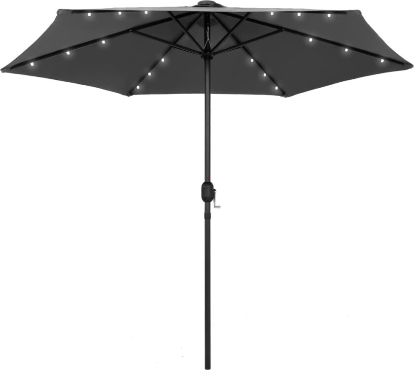 Parasoll med LED-lys og aluminiumsstang 270 cm antrasitt