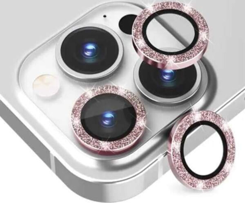 iPhone 13 Pro/13 Pro Max objektivdeksel Bling Glitter Rosa rosa