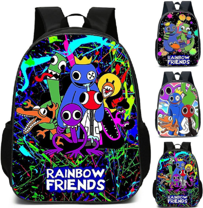 Rainbow Friends Ryggsekk Stor kapasitet Ryggsekk Skolesekker for barn Gutt Jente A