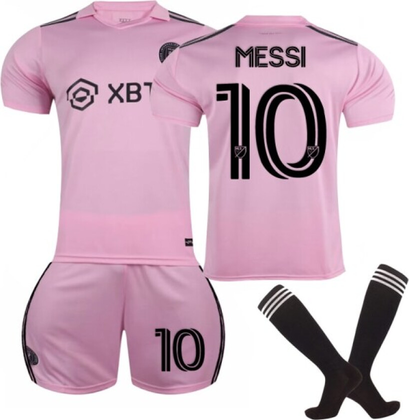 2023-2024 Inter Miami CF fotballdrakt med sokker for barn nr. 10 Messi Z XX Home 10-11 years