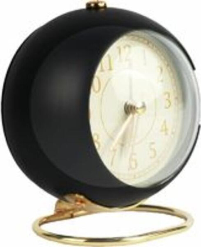 IC Stille analog vekkerklokke, ikke tikkende, metall, batteridrevet, enkel vintage, for soverom, kontor (svart)