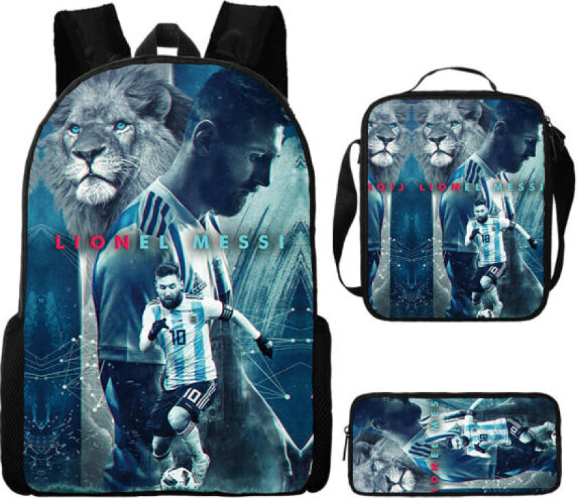 3-delt Lionel Messi ryggsekk, budveske og pennalsett - høy kvalitet P2 P2 Pencil Pouch