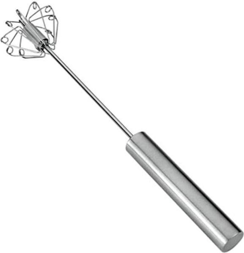 Trykk-aksjon roterende rustfritt stål visp, 35 cm, stål, sølv